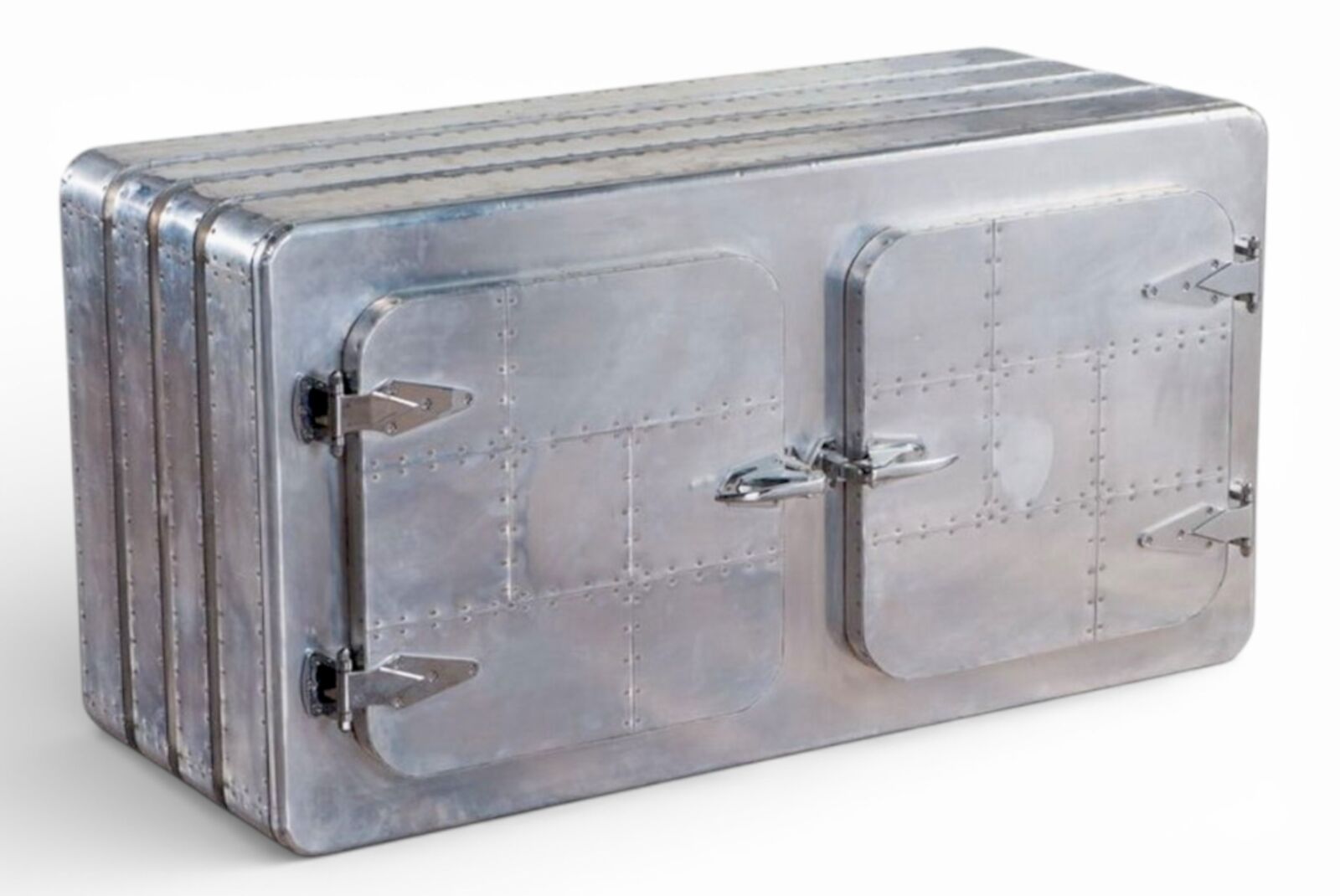 Aviator Aluminium Metal 2 Door Side Table Long