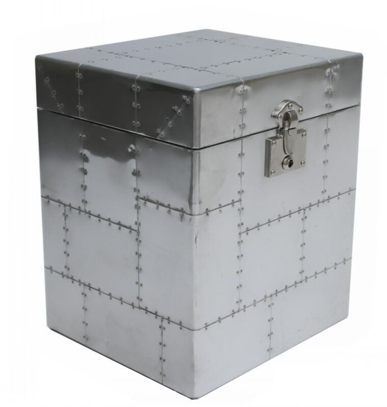 Product photograph of Aviator Aluminium Metal Luggage Storage Trunk Small from Designer Sofas 4U