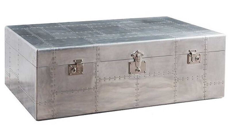 Product photograph of Aviator Aluminium Storage Trunk from Designer Sofas 4U