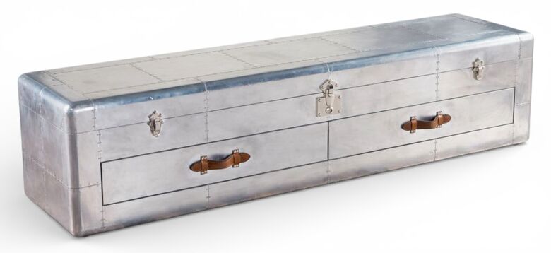 Aviator Aluminium Trunk Console / Industrial Metal Sideboard with Drawers