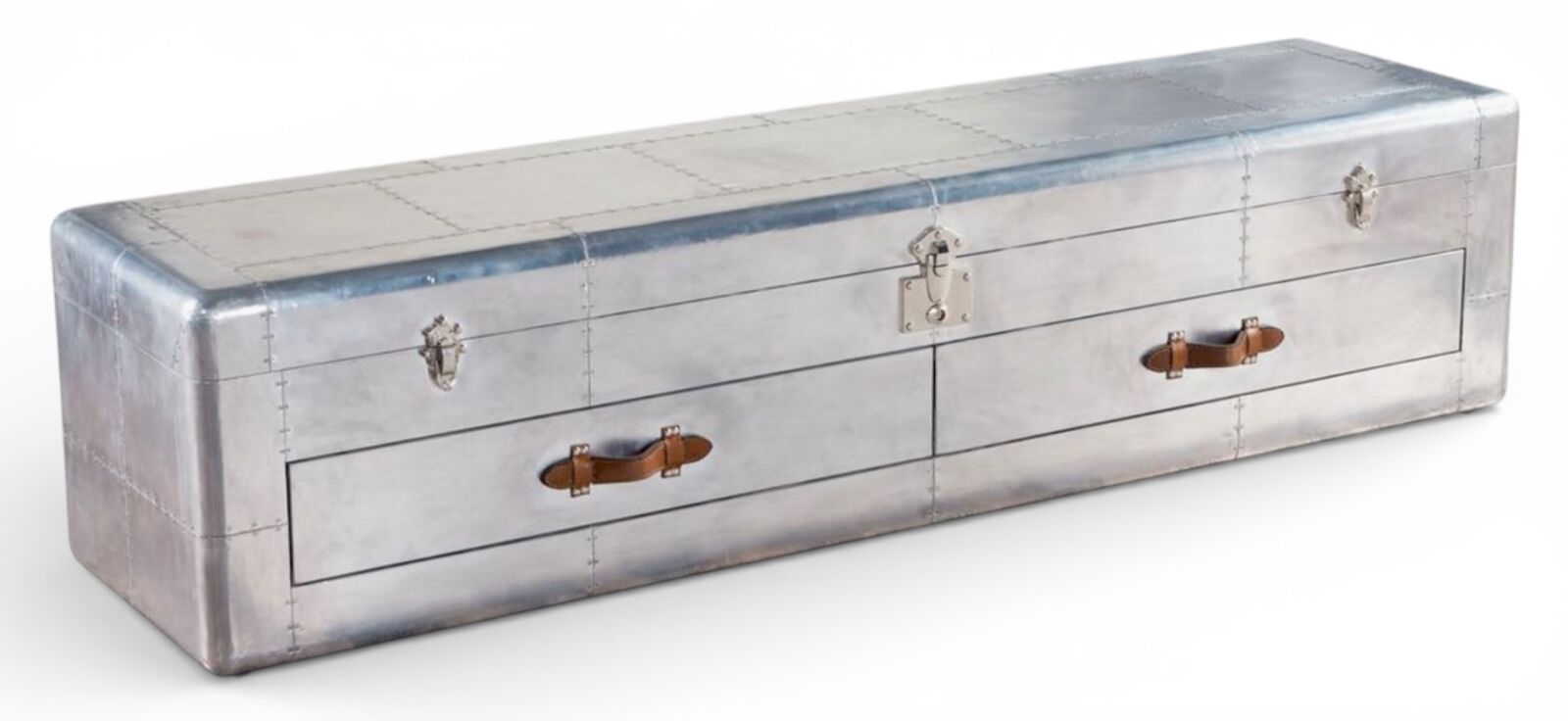Aviator Aluminium Trunk Console / Industrial Metal Sideboard with Drawers