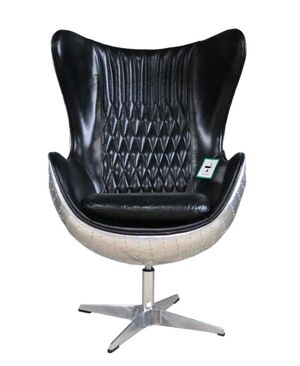 Aviator Egg Chair Black Leather Chair