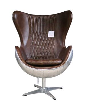 Aviator Egg Chair Brown Leather