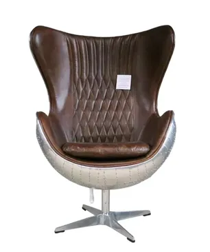 Aviator Egg Chair Brown Leather