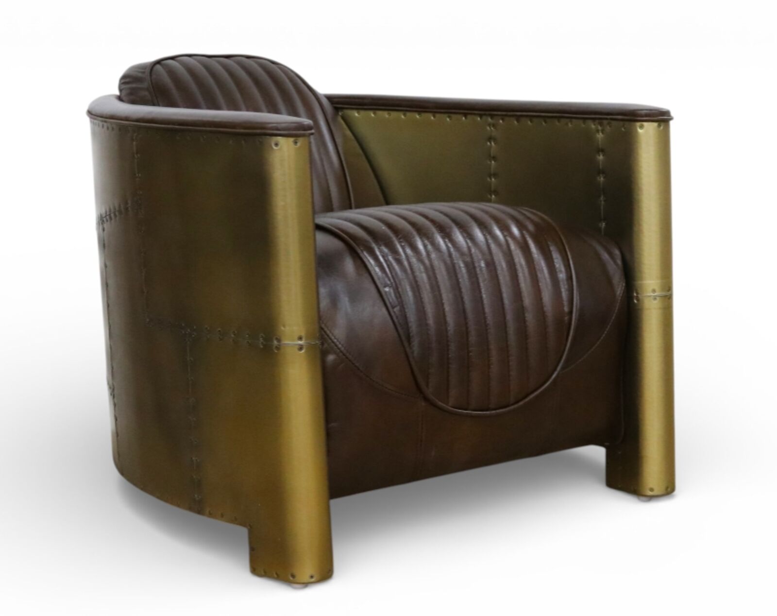 Aviator Hawker Antique Brass Vintage Brown Distressed Leather Man Cave Chair