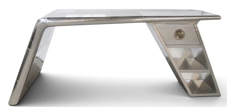 Aviator Large Lancaster Aluminium Desk Industrial Riveted Table