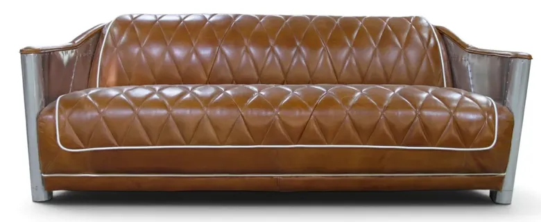 Aviator Leather 3 Seater Sofa Vintage Tan Brown