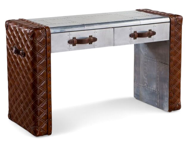 Aviator Leather & Aluminium Office Desk
