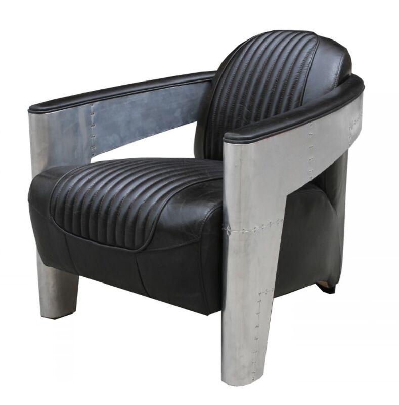 Product photograph of Aviator Mars Aluminium Vintage Leather Armchair from Designer Sofas 4U