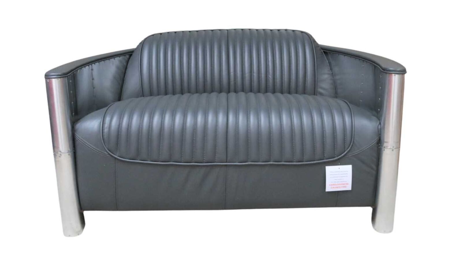 Product photograph of Aviator Pilot 2 Seater Sofa Nappa Grey Real Leather from Designer Sofas 4U