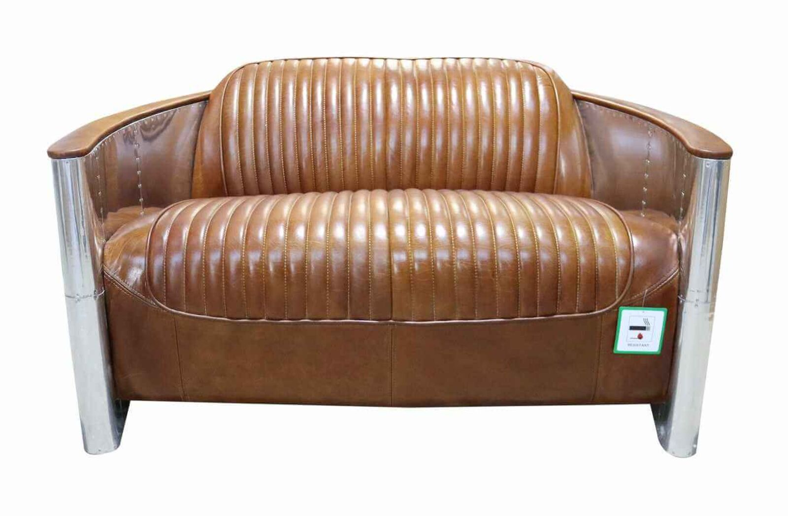 Product photograph of Aviator Pilot 2 Seater Sofa Vintage Tan Distressed Real Leather from Designer Sofas 4U