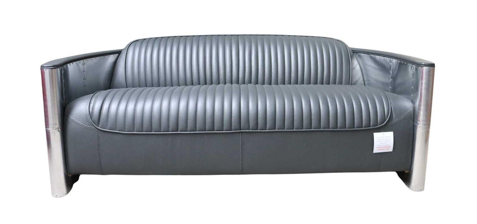 Product photograph of Aviator Pilot 3 Seater Sofa Nappa Grey Real Leather from Designer Sofas 4U
