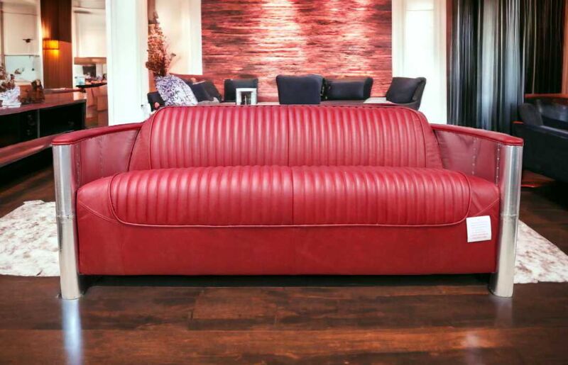 Product photograph of Aviator Pilot 3 Seater Sofa Vintage Nappa Red Real Leather from Designer Sofas 4U