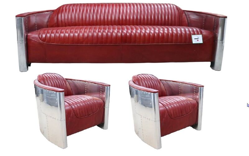 Product photograph of Aviator Pilot 3 1 1 Set Sofa Suite Vintage Rouge Red Distressed Amp Hellip from Designer Sofas 4U