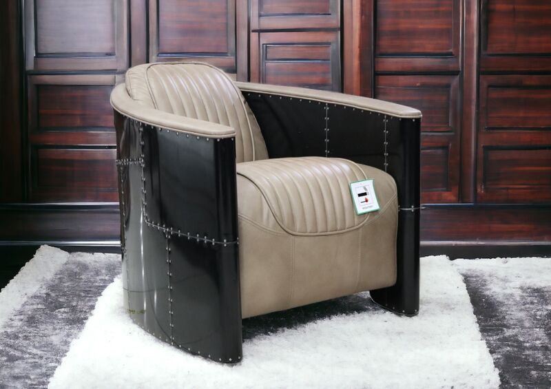 Product photograph of Aviator Stealth Pilot Black Aluminium And Smoke Leather Chair from Designer Sofas 4U