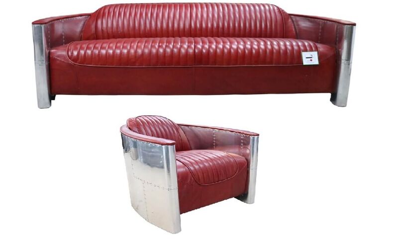 Product photograph of Aviator Pilot 3 1 Set Sofa Suite Vintage Rouge Red Distressed Amp Hellip from Designer Sofas 4U