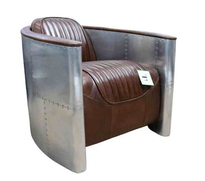 Aviator Pilot Vintage Brown Distressed Leather Chair