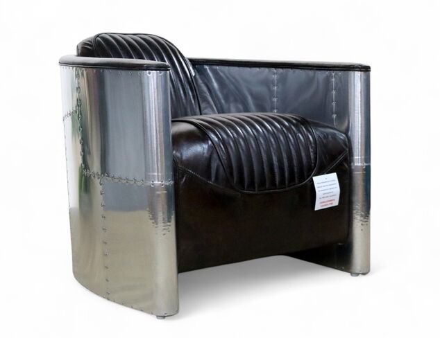 Aviator Pilot Vintage Distressed Tobacco Brown Real Leather Man Cave Chair