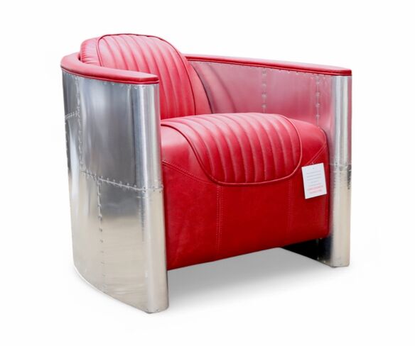 Aviator Pilot Vintage Nappa Red Leather Man Cave Chair