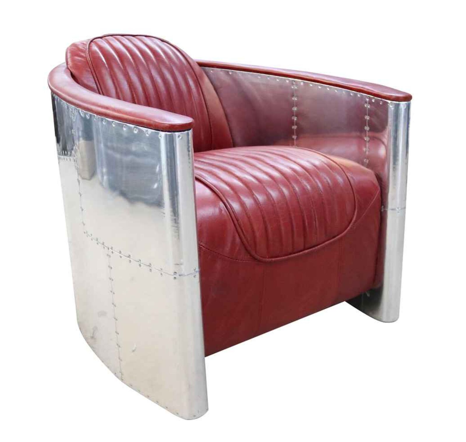 Product photograph of Aviator Pilot Vintage Rouge Red Distressed Real Leather Chair from Designer Sofas 4U