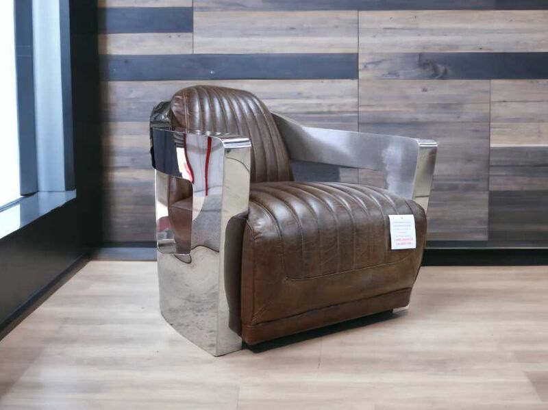 Product photograph of Aviator Luxury Vintage Retro Brown Distressed Real Leather Armchair from Designer Sofas 4U