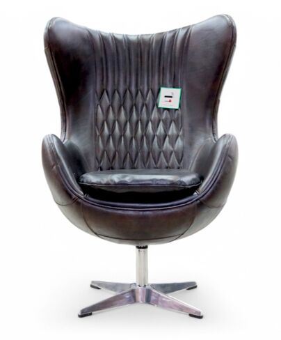 Aviator Retro Swivel Egg Vintage Tobacco Brown Distressed Real Leather Armchair