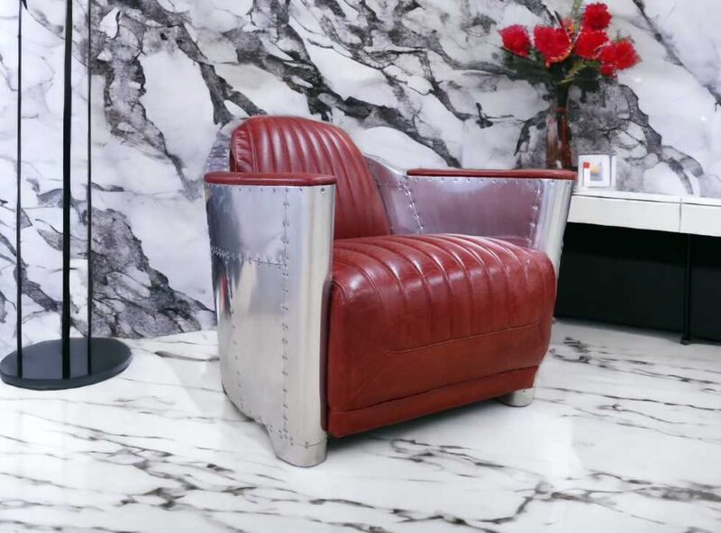 Product photograph of Aviator Vintage Rocket Tub Chair Distressed Rouge Red Real Leather from Designer Sofas 4U