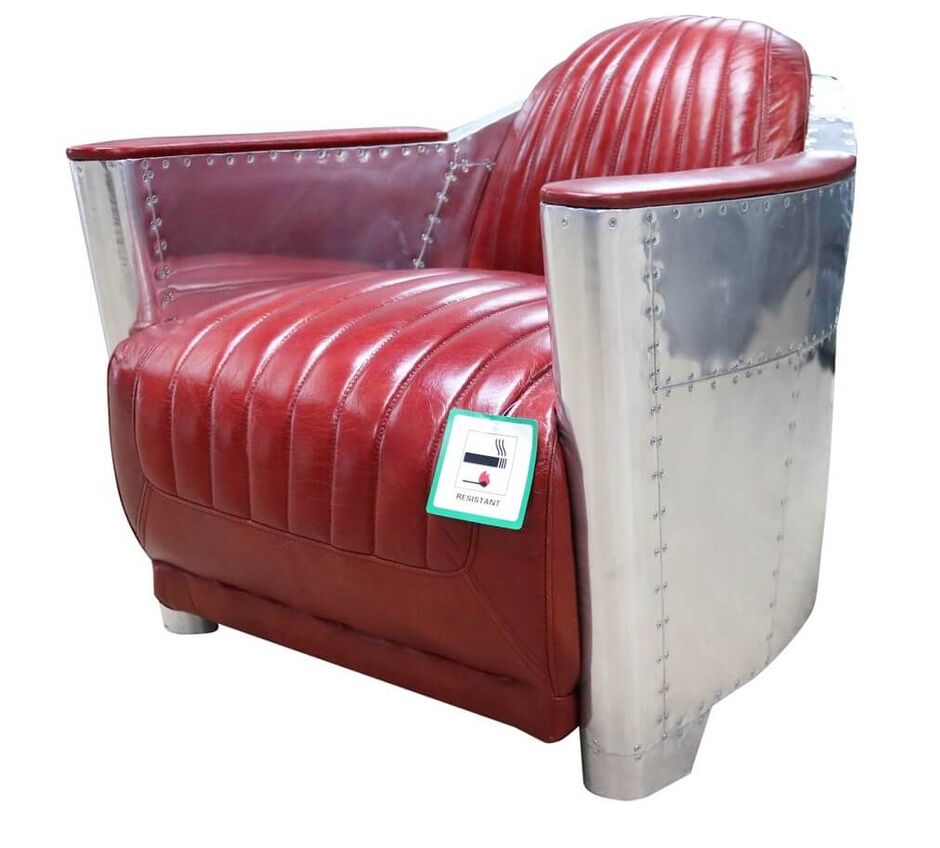 Aviator Rouge Red Vintage Rocket Tub Chair Distressed Leather