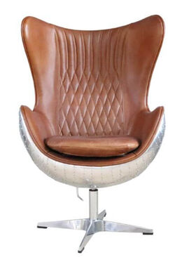 Aviator Swivel Tan Leather Chair