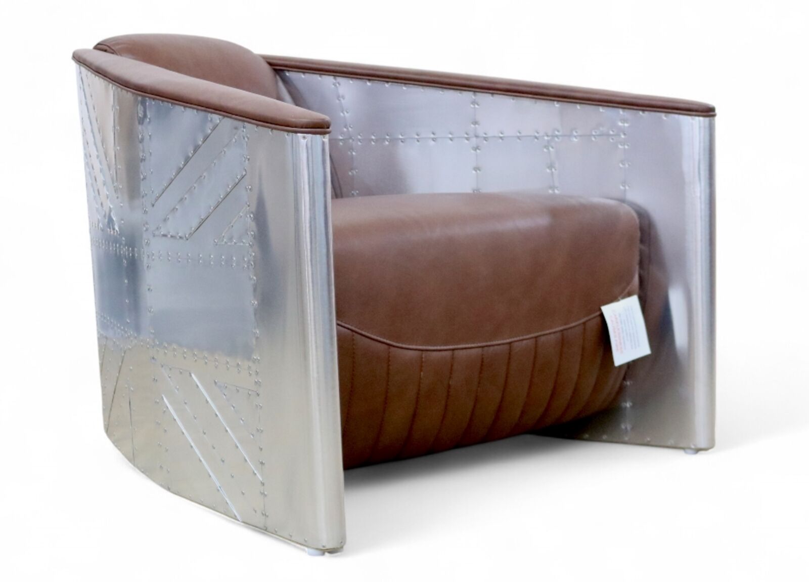 Aviator Tomcat Aluminium Chocolate Brown Leather Armchair