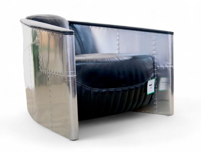 Aviator Tomcat Vintage Black Distressed Leather Armchair