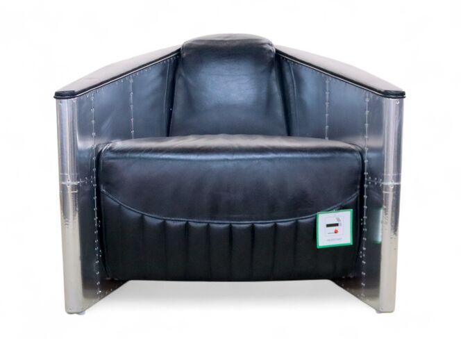 Aviator Tomcat Vintage Black Distressed Leather Armchair