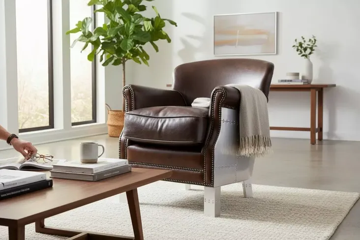 Aviator Professor Vintage Brown Leather Club Chair With Nailhead Trim