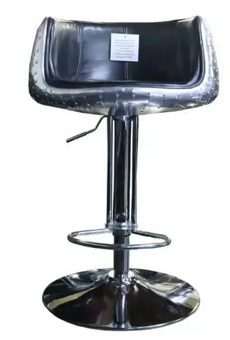EX DISPLAY Aviator Vintage Distressed Black Leather Barstool