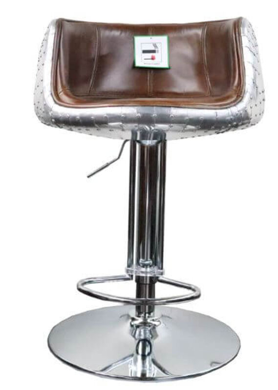 Product photograph of Aviator Vintage Distressed Brown Leather Barstool from Designer Sofas 4U
