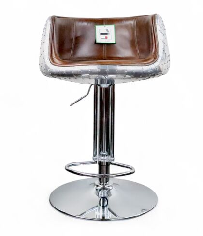 EX DISPLAY Aviator Vintage Distressed Brown Leather Barstool