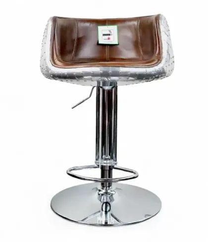 EX DISPLAY Aviator Vintage Distressed Brown Leather Barstool