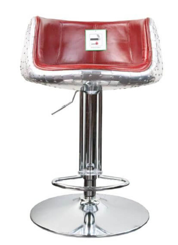 Product photograph of Aviator Vintage Distressed Rouge Red Leather Barstool from Designer Sofas 4U