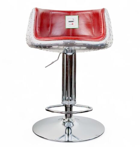 Aviator Vintage Distressed Rouge Red Leather Barstool