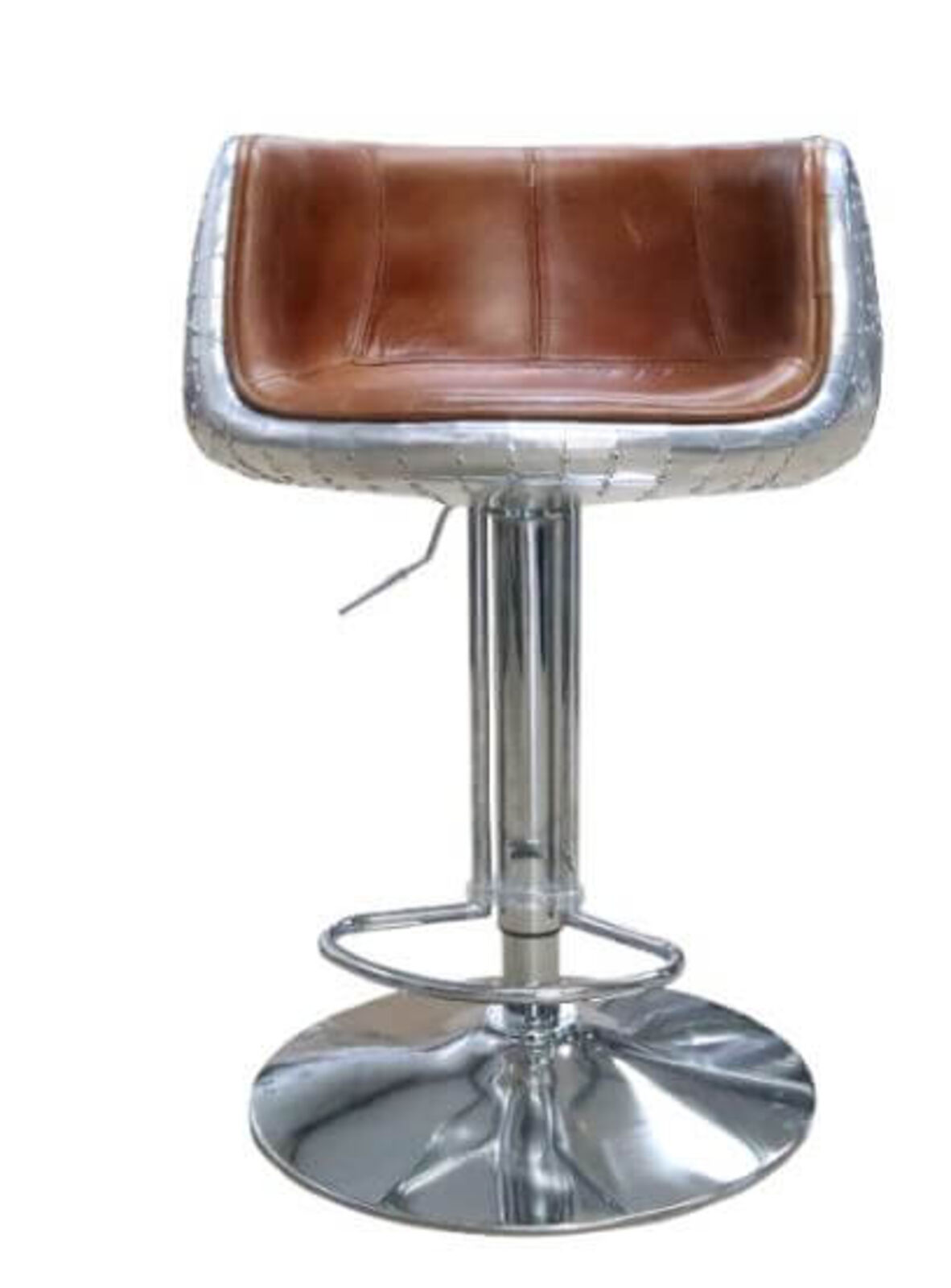 Product photograph of Aviator Vintage Distressed Tan Real Leather Barstool from Designer Sofas 4U