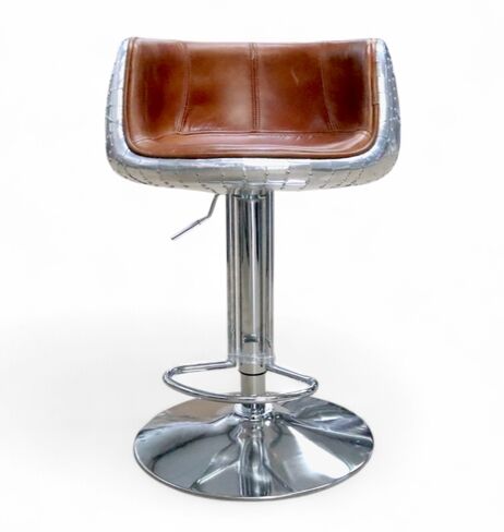 Aviator Vintage Distressed Tan Real Leather Barstool