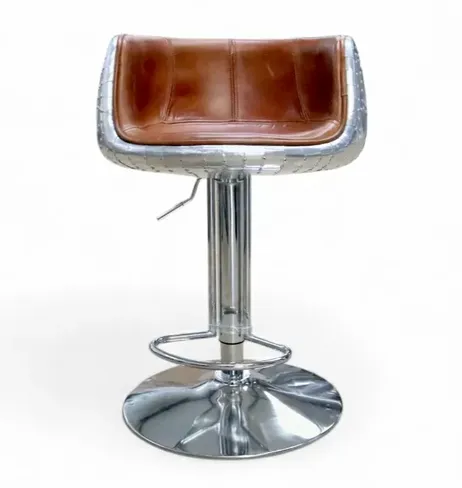 EX DISPLAY Aviator Vintage Distressed Tan Real Leather Barstool