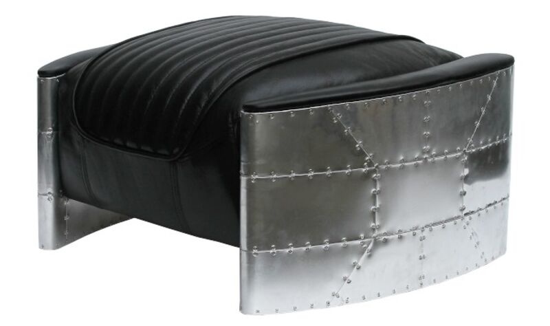 Product photograph of Aviator Vintage Distressed Leather Footstool Pouffe from Designer Sofas 4U