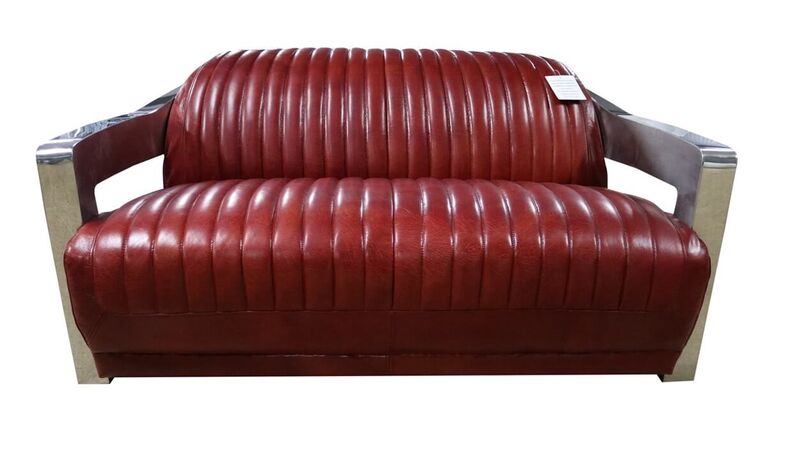 Product photograph of Aviator Vintage Retro 2 Seater Distressed Rouge Red Leather Sofa from Designer Sofas 4U