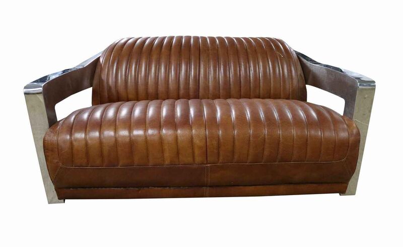 Product photograph of Aviator Vintage Retro 2 Seater Distressed Tan Leather Sofa from Designer Sofas 4U