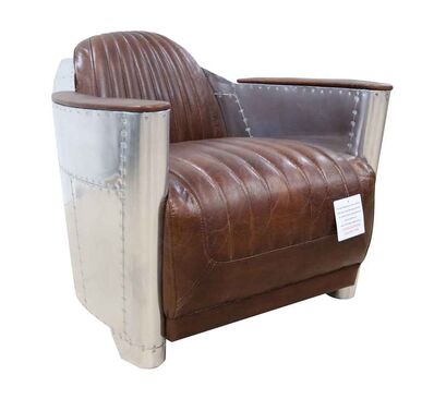 Aviator Vintage Rocket Tub Chair Distressed Leather Brown