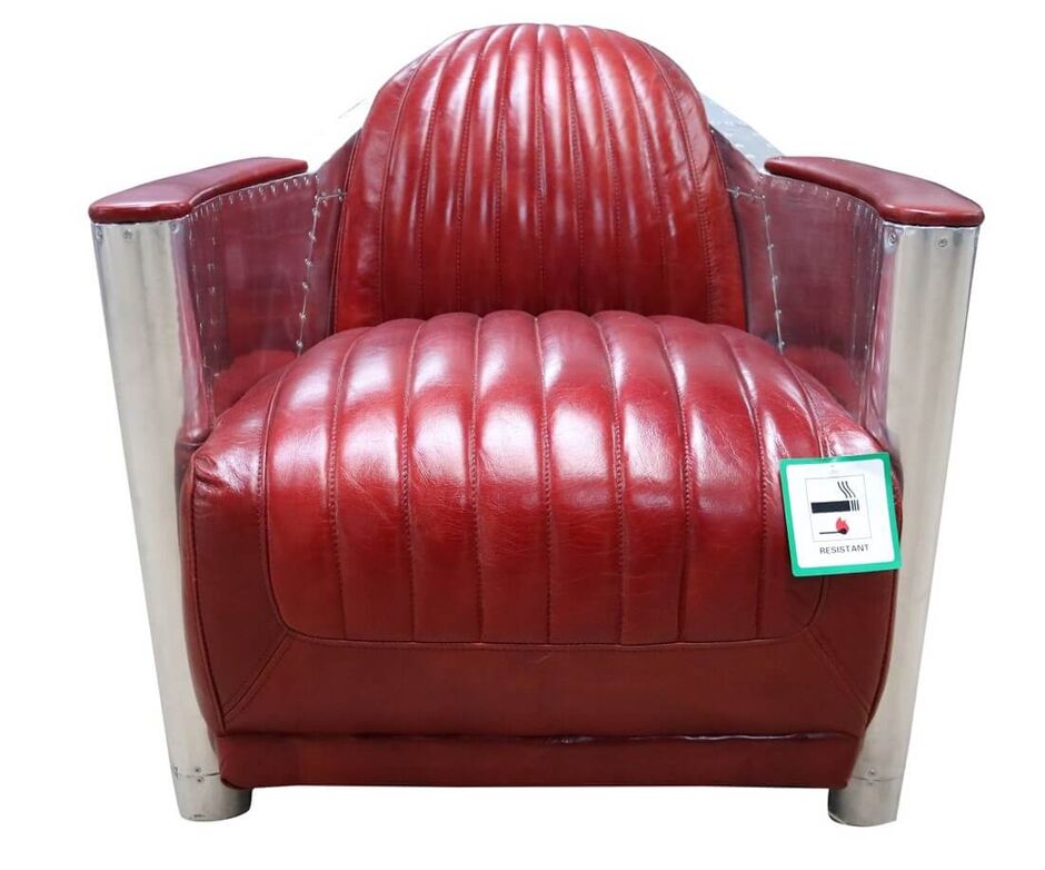Aviator Vintage Rocket Tub Chair Distressed Leather Rouge Red