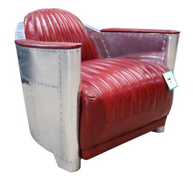 Aviator Vintage Rocket Tub Chair Rouge Red Distressed Leather