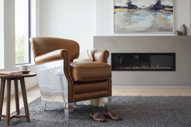 Aviator Vintage Tan Leather Club Chair With Nailhead Trim