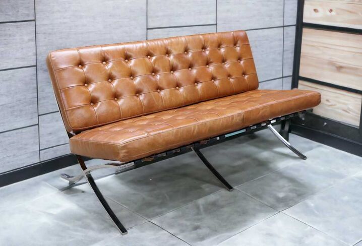 Barcelona Vintage Tan Distressed Leather 2 Seater Sofa